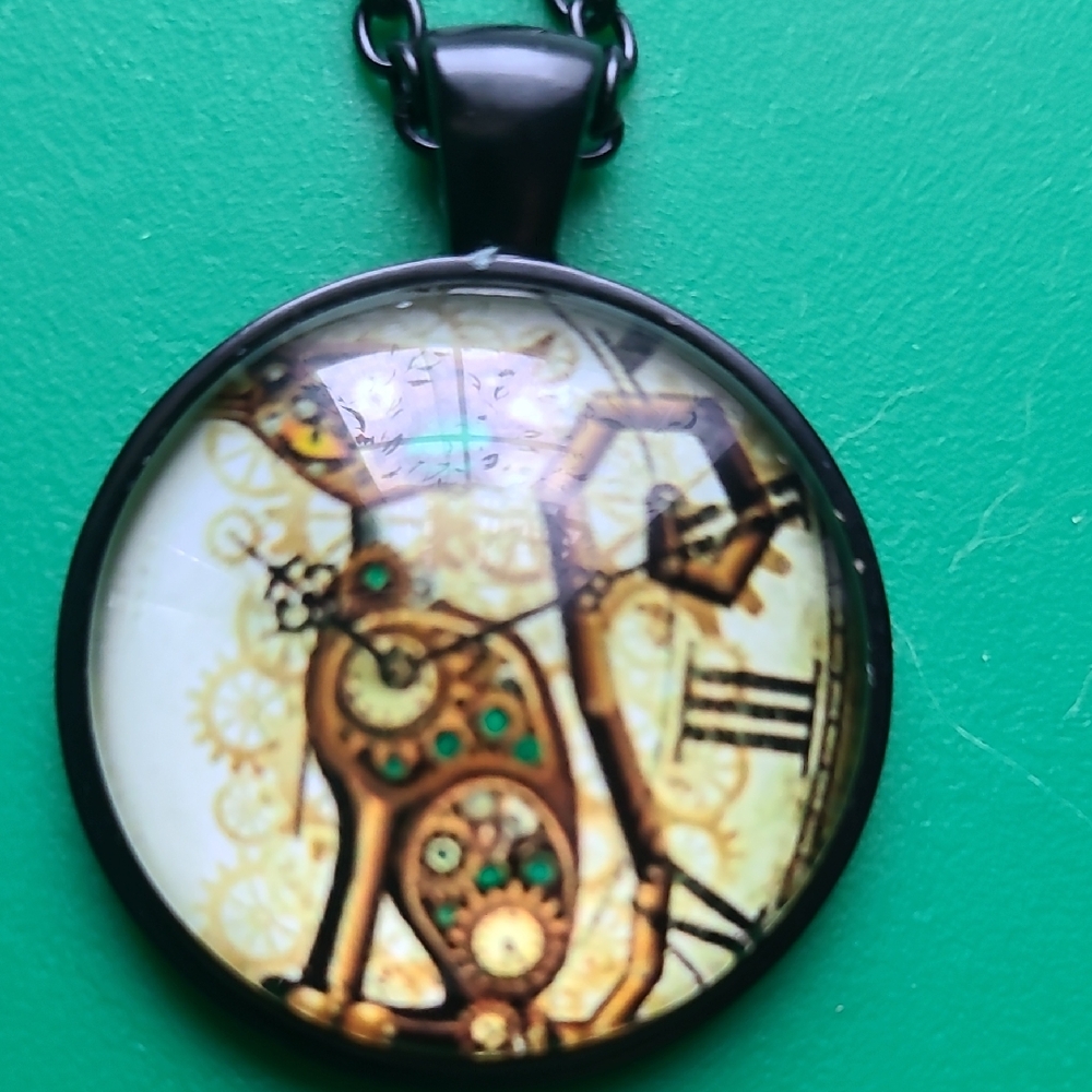 Steampunk Cat Pendant Necklace